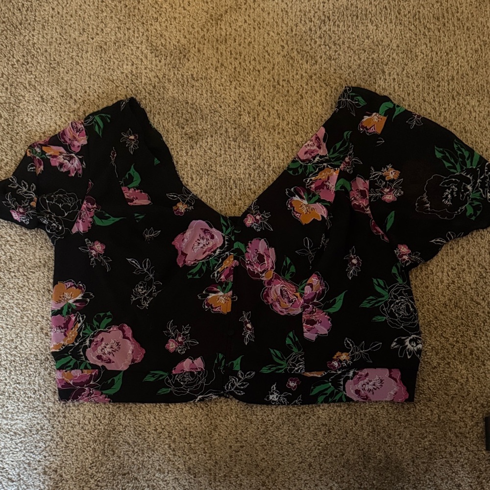 Floral Black and Pink Women's Blouse